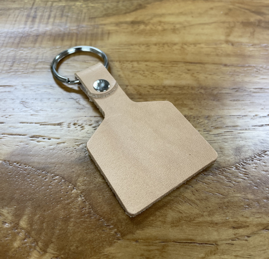 Veg-tan Leather Cow Tag Keychain